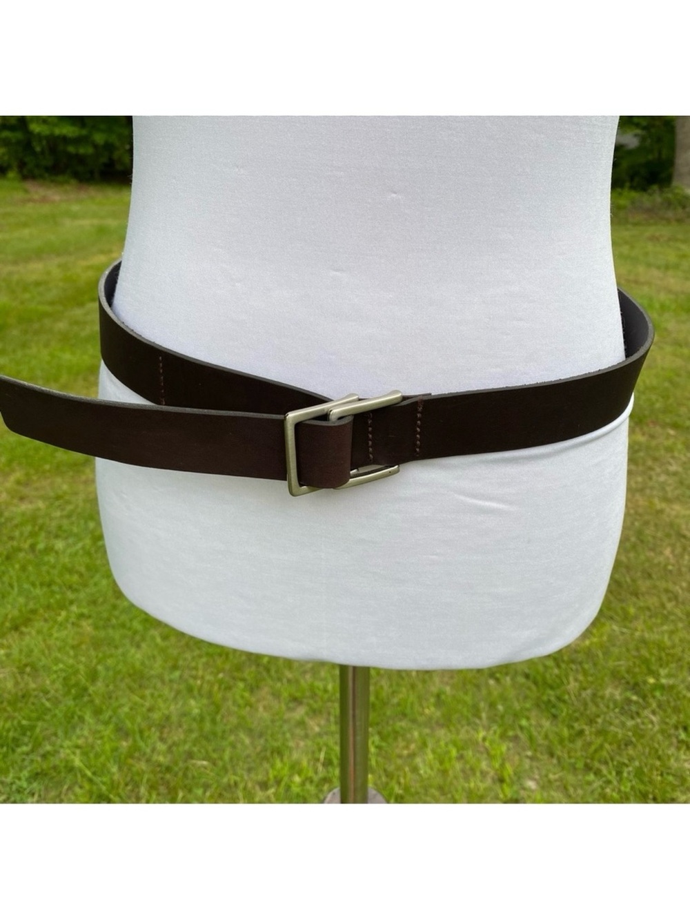 ISDA & CO BELT BROWN LEATHER SILVER TONE BUCKLES FOLD OVER STYLE USA SIZE L
